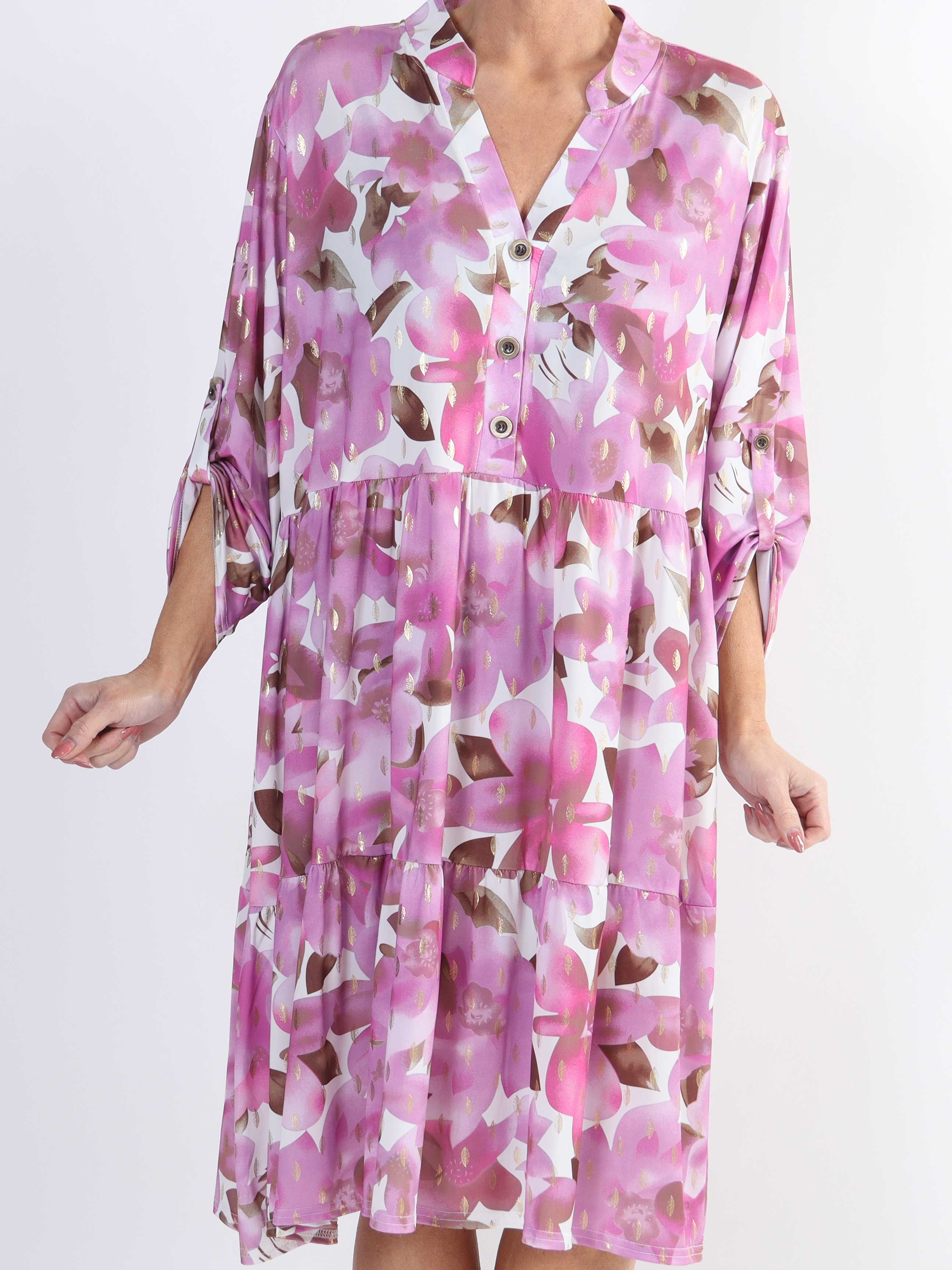 Milano Flower Midi - Plus size-klänning med blommigt tryck och lager-på-lager-look